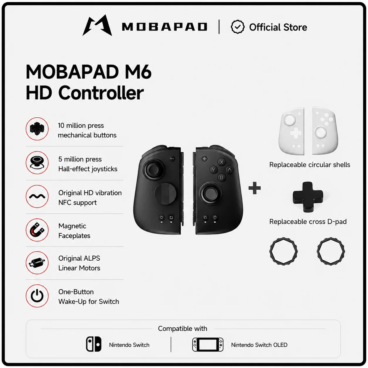 

MOBAPAD M6 Controller For Nintendo Switch OLED Joypad with Hall Joystick HD vibration Console for Switch NS OLED Gamepad