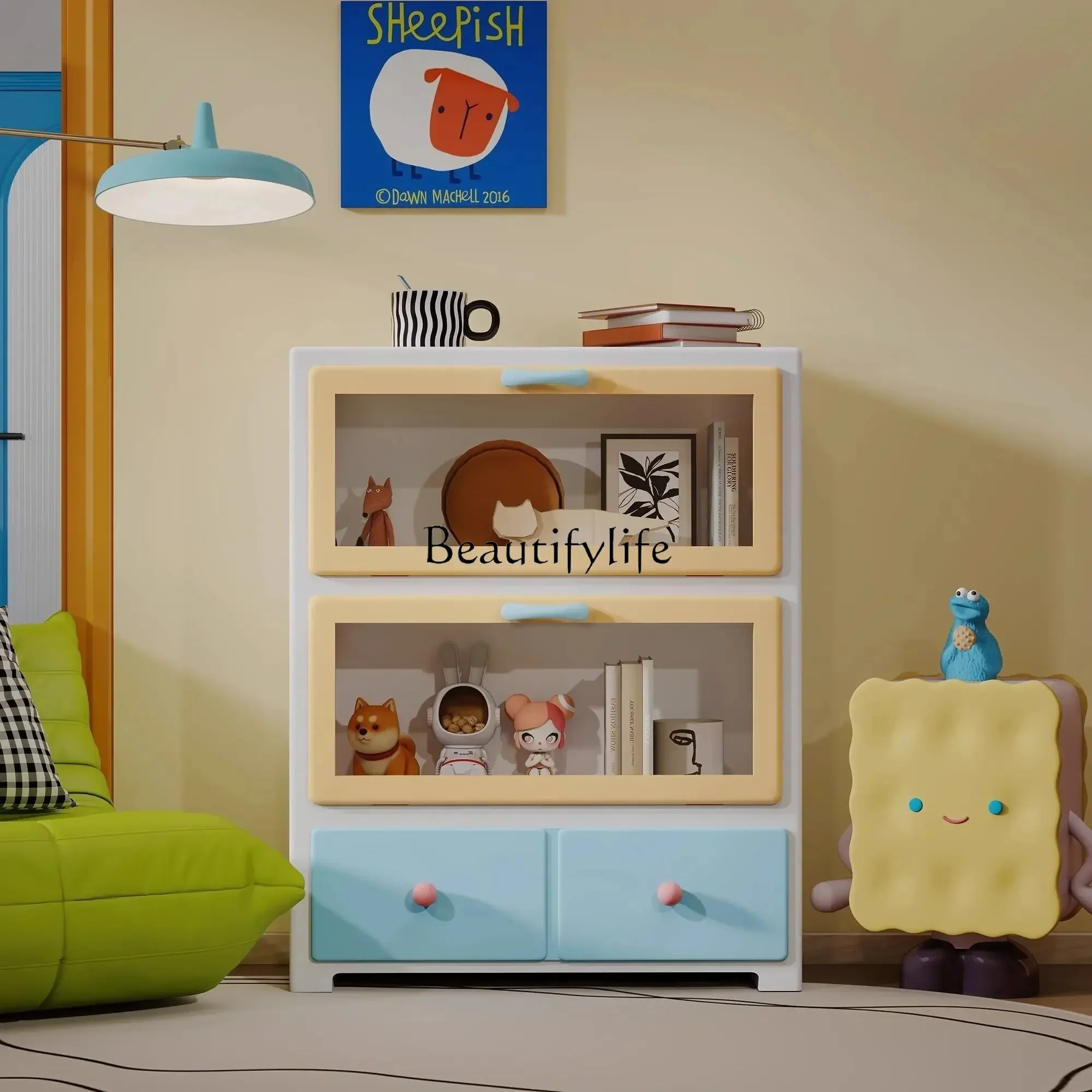 

yj5 Dopamine Ins Pink Hand Office Storage Closet Living Room Storage Cupboard Modern Display Side Cupboard