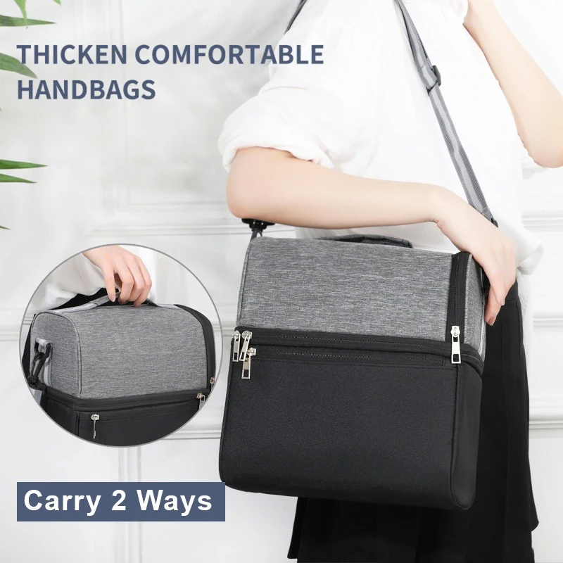 Large Capacity Insulated Lunch Bag Cooler With Containers For Men Portable Leakproof Thermal Shoulder Lunch Box Tote with Zipper