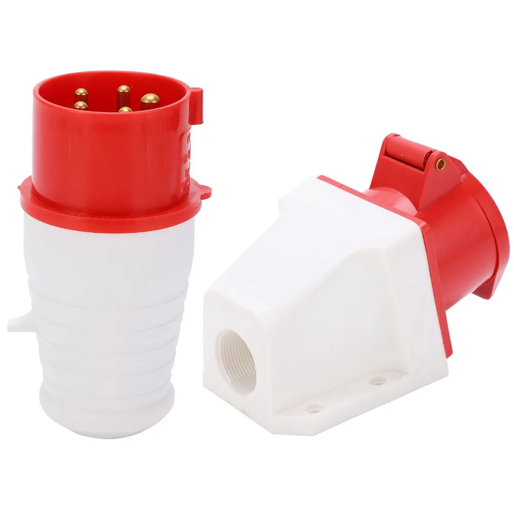 1 Set 5Pin Industrial Plug Connector 3 Phase 16A Industrial Plug 380V-415V IP44 Waterproof Plug & Airport Terminal