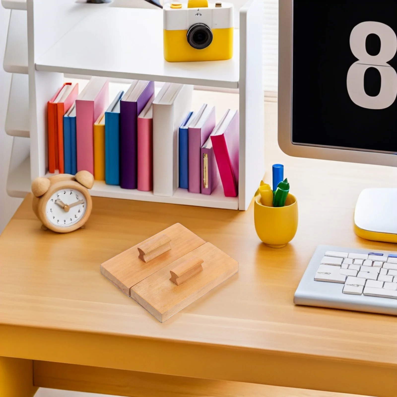 

4Pcs Finger Castanets Wooden Sandpaper Blocks for Hand Eye Coordination Development Musical Instrument Percussion