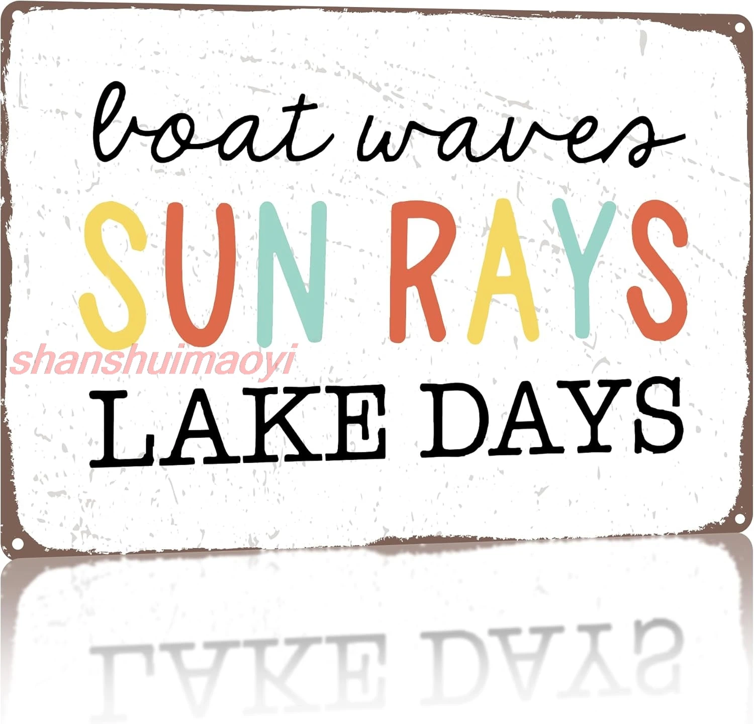 VNWEK Vintage Lake House Decor Metal Signs, Lake House Sign, Lake Decor for Home, Boat Waves Sun Rays Lake Days Metal Tin S 7855