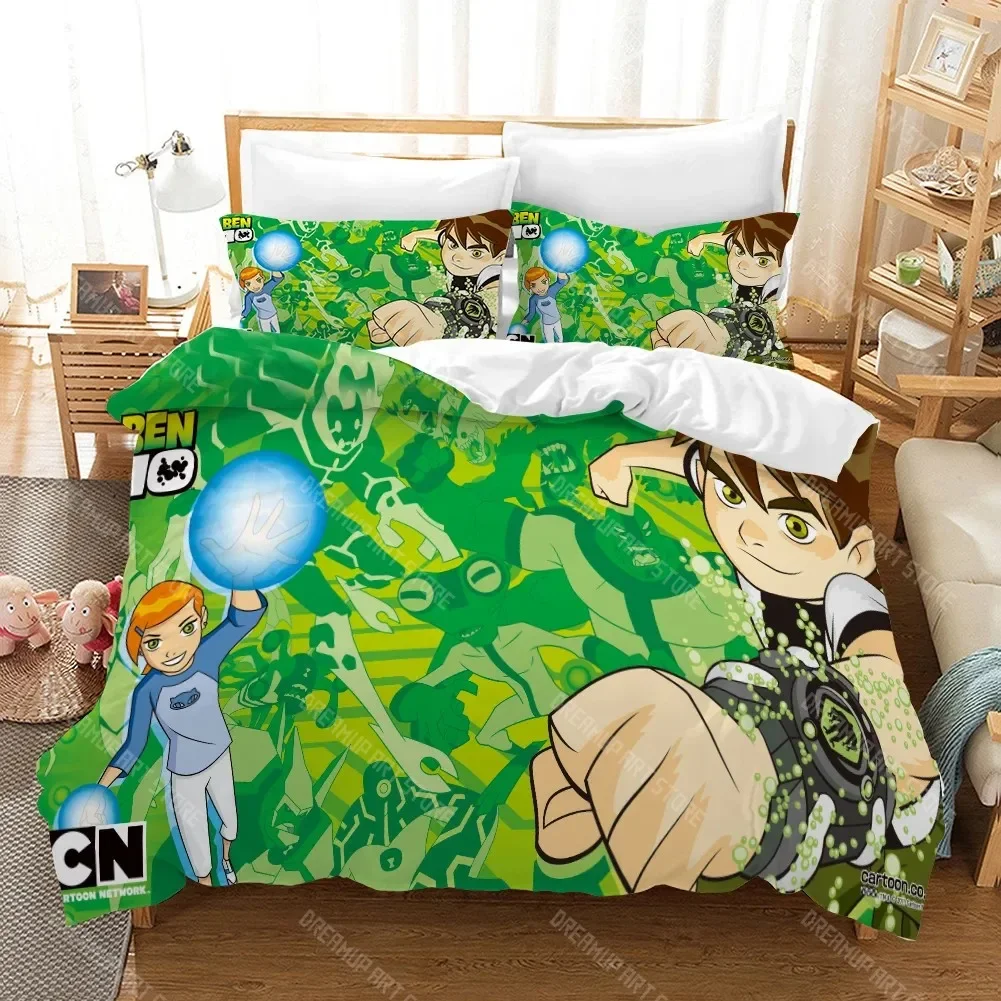 

Twin Full Queen King Size Bed Set for Bedroom Decor 3D Cartoon Ben10 Duvet Cover with Pillow Cover Bedding Set Single Double