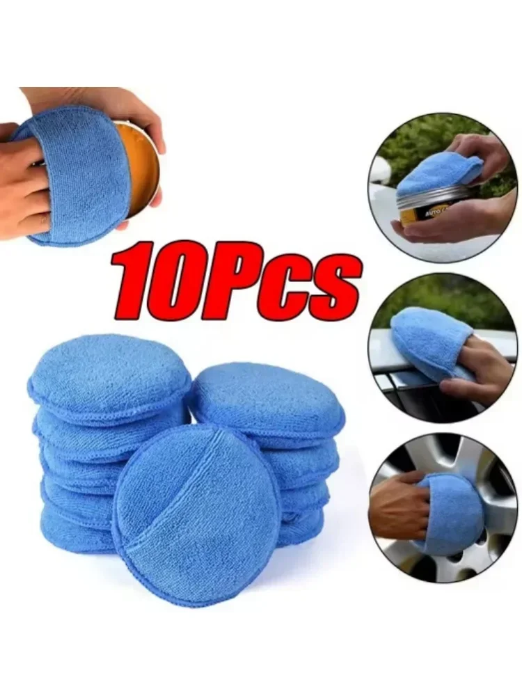 Mitaines applicateurs de cire de voiture en microfibre douce, éponge de polissage, mousse de cire, tampon applicateur de cire de voiture, outils de nettoyage de détails de voiture, 10/1 pièces