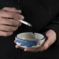 Japanese Style Ashtray Ceramic Underglaze Table Pottery Hand-painted Ceramics Ashtray Living Room Household Office Home Decor