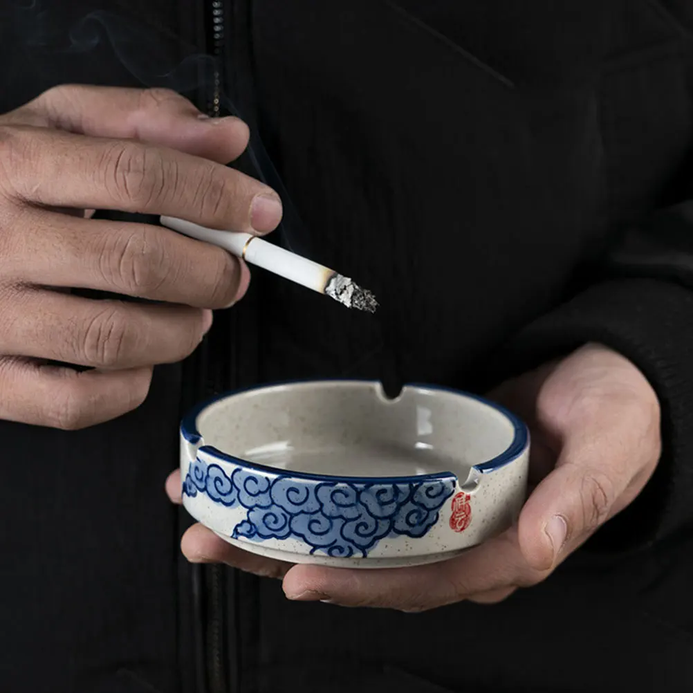 Japanese Style Ashtray Ceramic Underglaze Table Pottery Hand-painted Ceramics Ashtray Living Room Household Office Home Decor