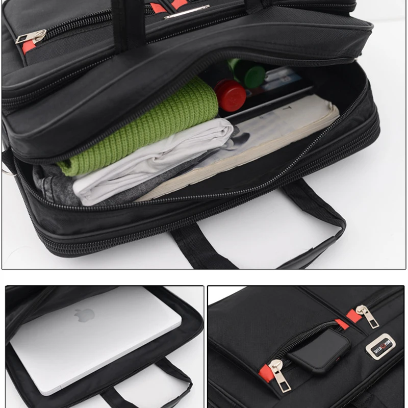 Business Bag for 15.6 Inch Laptop Big Capacity Waterproof Cover Shoulder Tote Bag Men Briefcase Zipper Anti-theft Thick Material