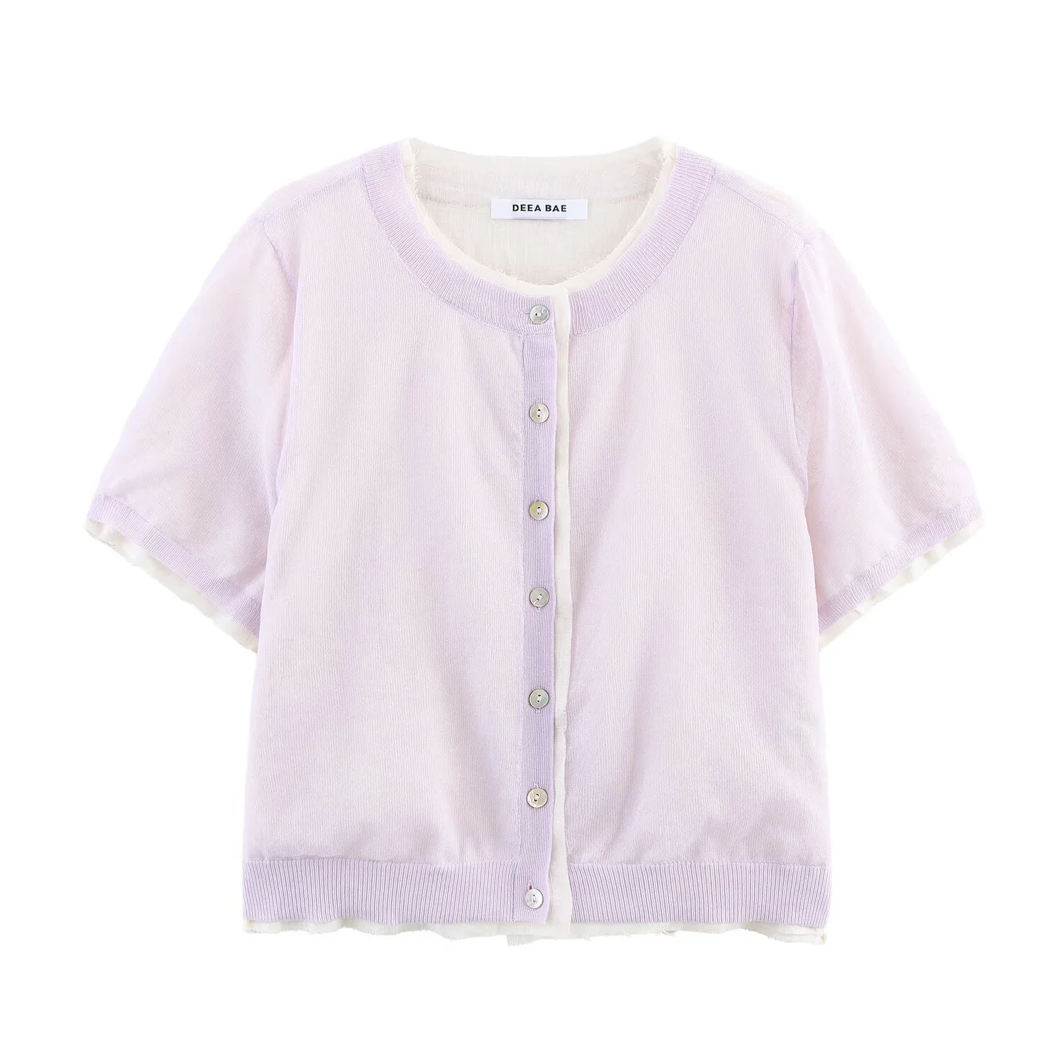 

Korean Style Lazy Style Single Breasted Knitted Cardigan Round Neck Short Sleeved Slimming 2025 Summer Short Top