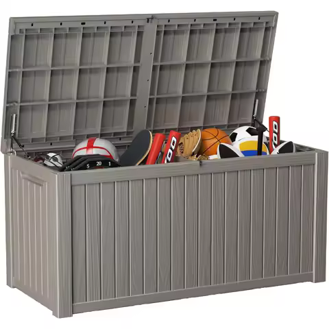 150 Gallon Outdoor Storage Box - Deck Box Waterproof Patio Furniture, Garden Tools, Cushions, Pool Accessories Outside Storage R