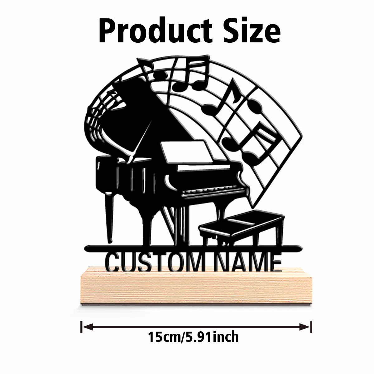 1pc New Design Personalized Custom Grand Piano Metal Statues Music Lover Is Gift With Wooden Frame Perfect For Musicians image 2