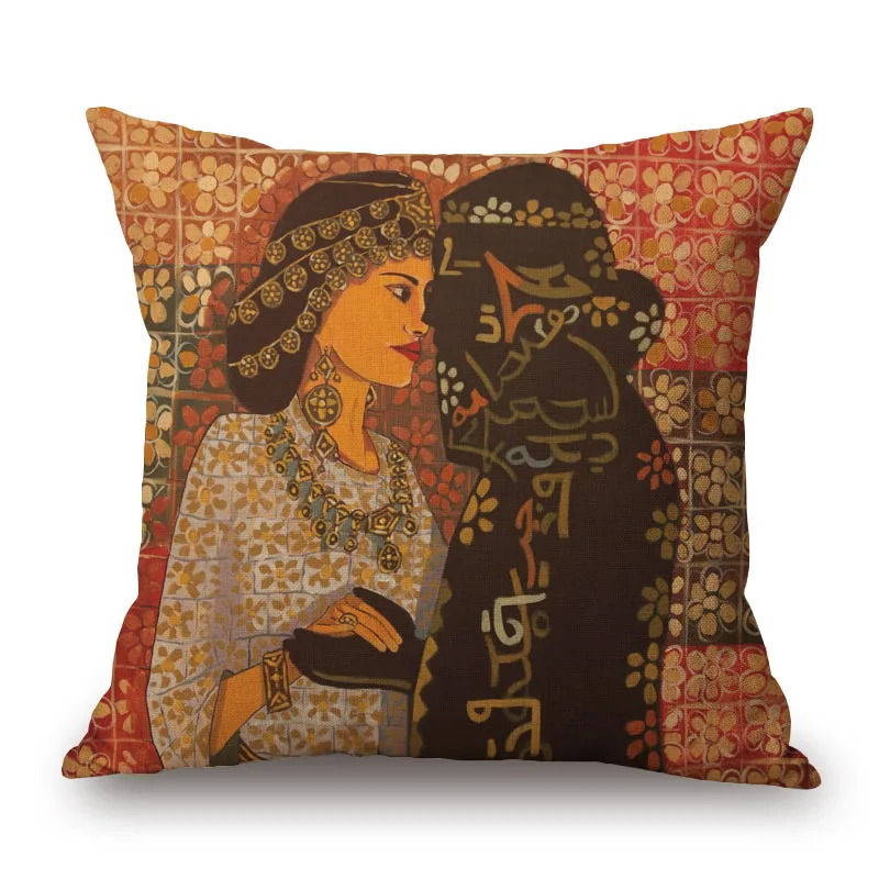 Middle East Assyrian Ishtar Beauty Portrait Cushion Cover Girl Love Pillow Case 45X45cm Decor Sofa Home Decoration Kissenbezug