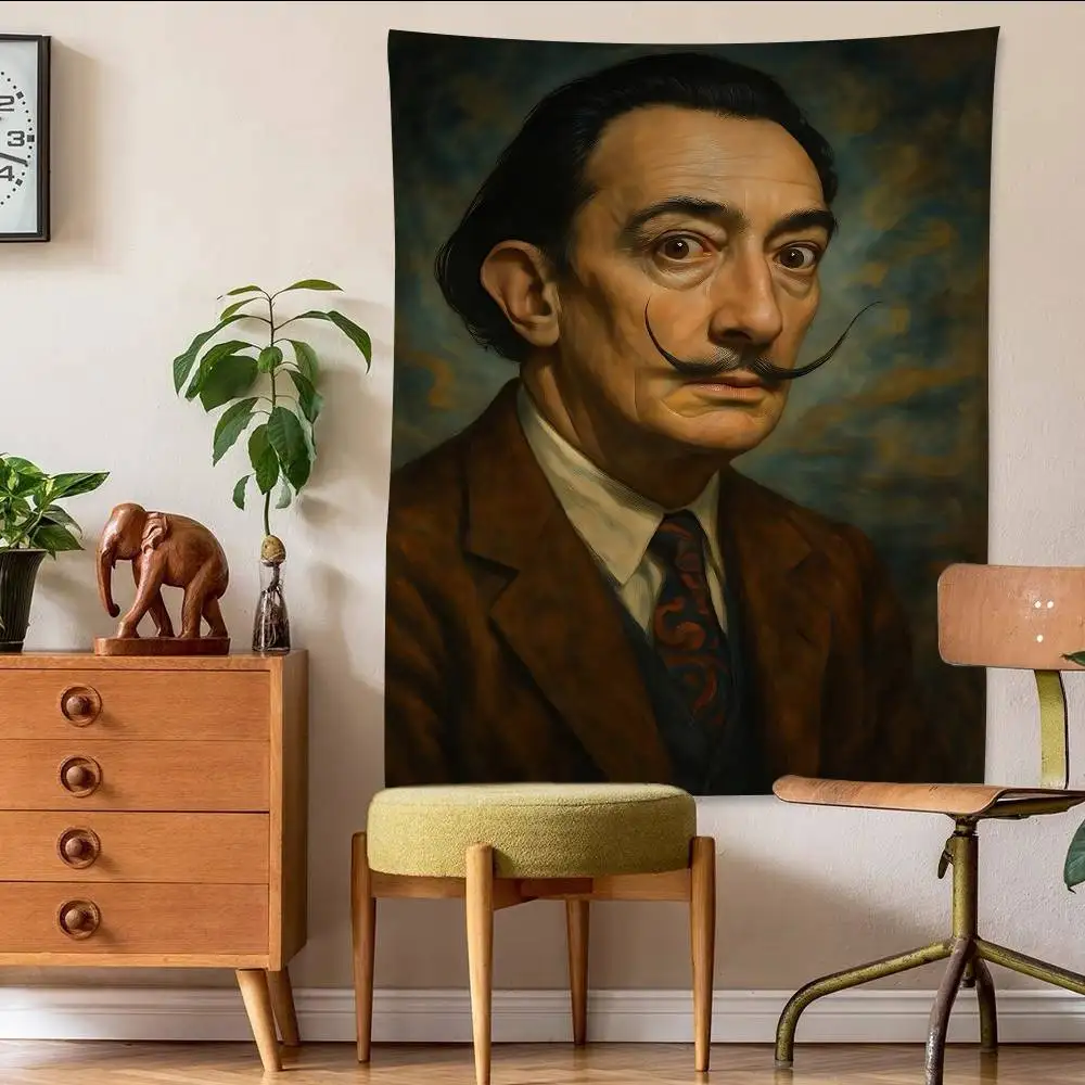 S-سالفادور دالي السريالية الفنية قماش مزخرف جداري البوهيمي جدار المفروشات ماندالا الجدار الشنق ديكور المنزل