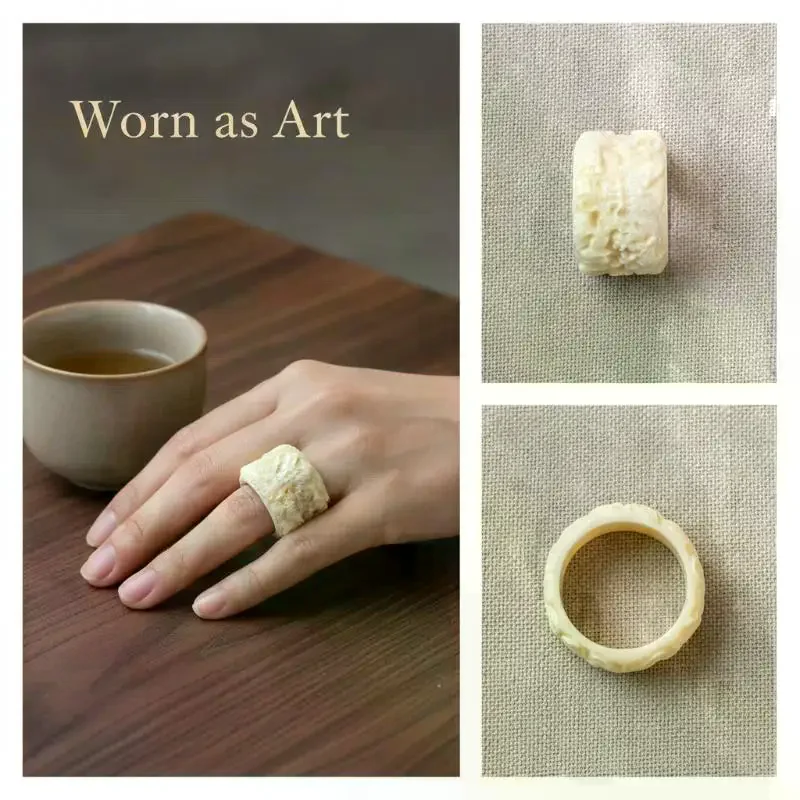 Ivory Fruit Like Carved Dragon Thumb Ring Exquisite Details Perfect For Daily Wear Collection And Traditional Gifts