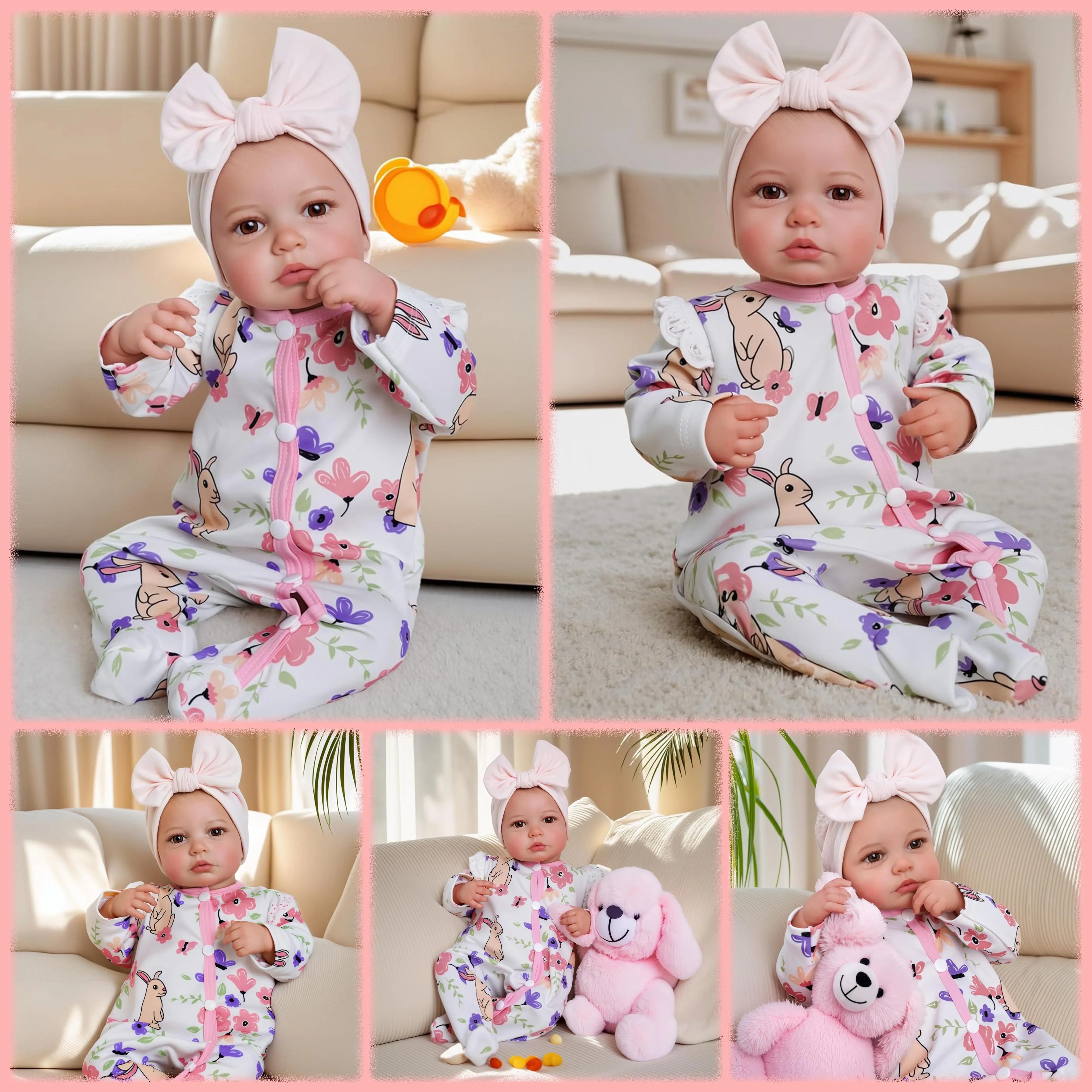 Lalka Reborn Bettie/Juliette/Loulou, całe ciało malowane winylem, włosy, 19 cali, realistyczny niemowlak, wielowarstwowa malowidło skóry, widoczne żyły.