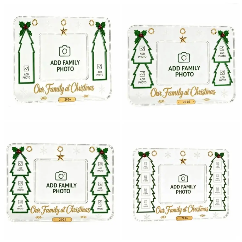 Commemorate Acrylic Christmas Photo Frame Wall Hanging Xmas Tree Family Photo Frame Home Ornaments Clear Photo Frame Christmas