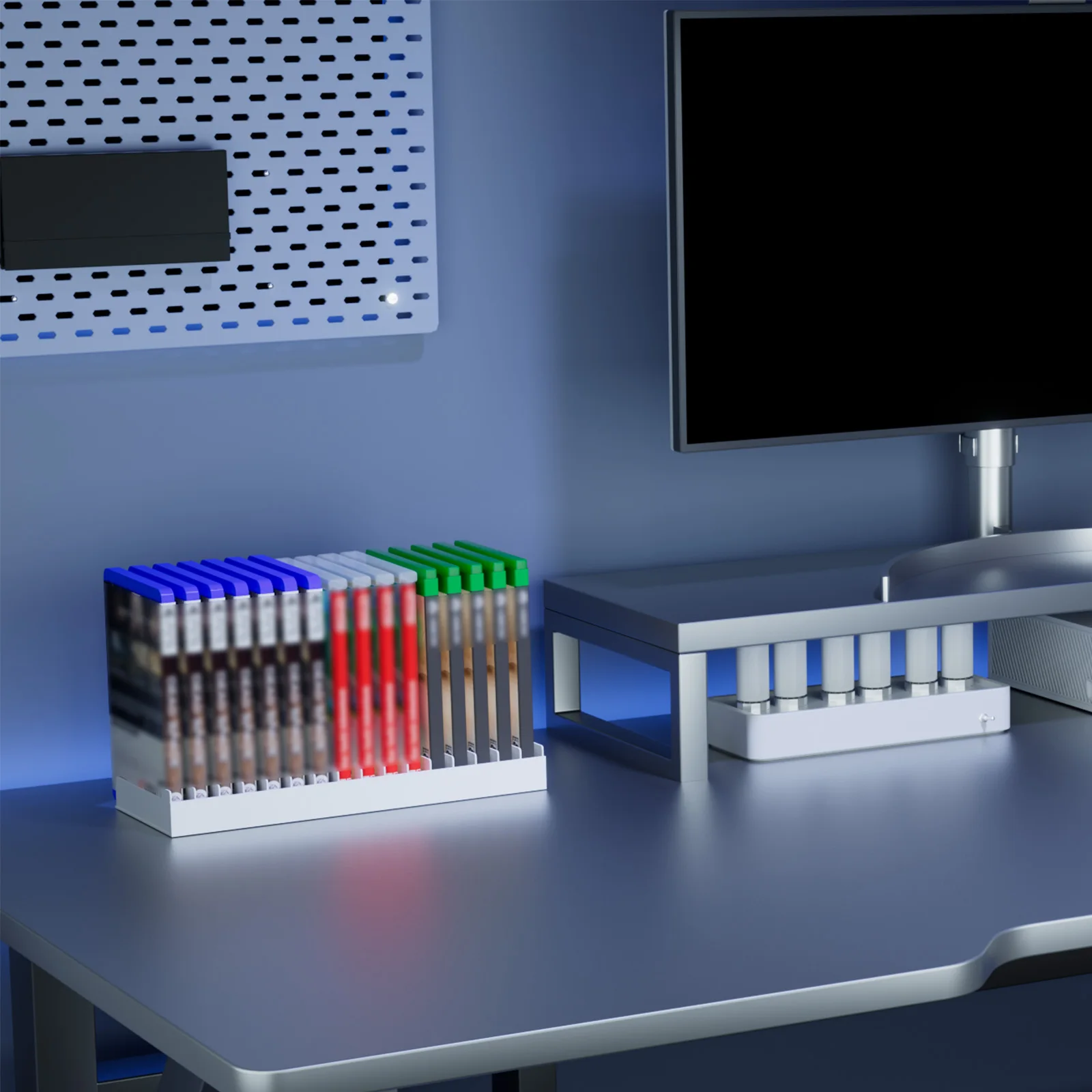 Video Game Storage Stand Tower for PS5/ PS4/ PS3/ Xbox Series S & X/Xbox one Game, Universal Game Disc Holder Vertical Blu Ray C