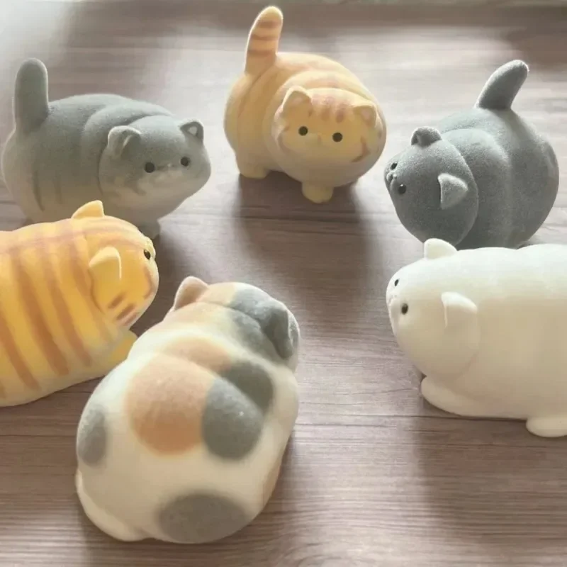 J.DREAM Japan Gashapon Cute HMA Flocking Cat Figure Anime Miniature Items Capsule Toys Kawaii Models Girls Gift