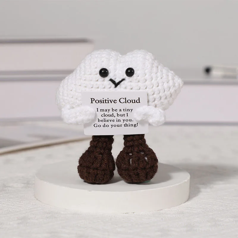 Poupée nuage de soutien émotionnel au Crochet drôle, avec carte, ornement de bureau, poupées de gâteau tricotées à la main, cadeaux de noël, décoration de maison