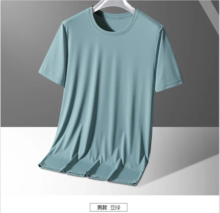 New Men'S Versatile Ice Silk Quick Drying Short Sleeved Round Neck Summer Casual Sports T-Shirt