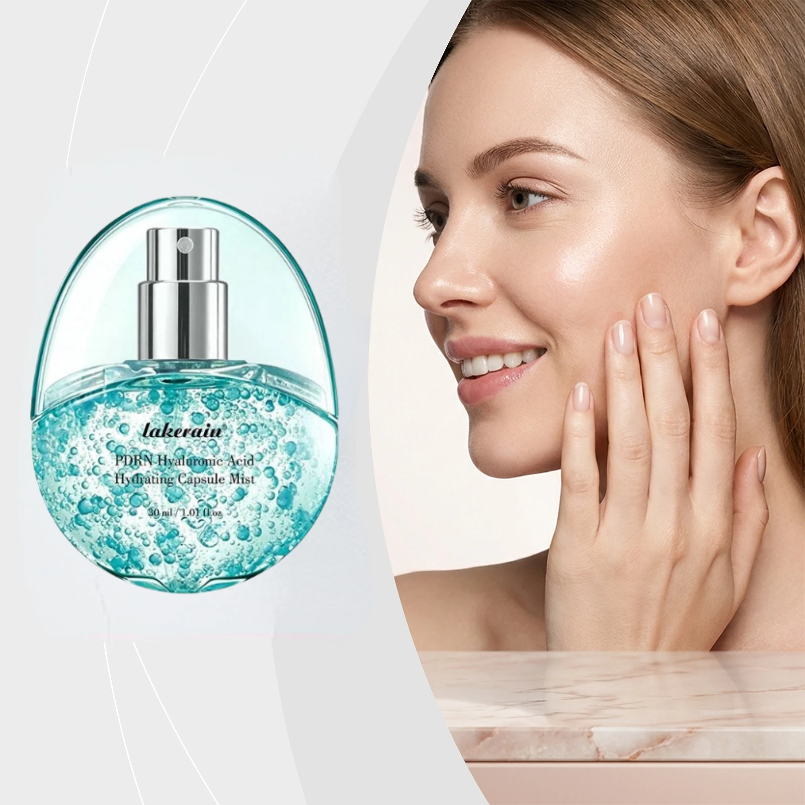 Spray Facial PDRN Glow, Bruma con Cápsulas de Ácido Hialurónico, Repara la Barrera Cutánea, Suaviza, Reafirma, Cuidado Facial con Brillo