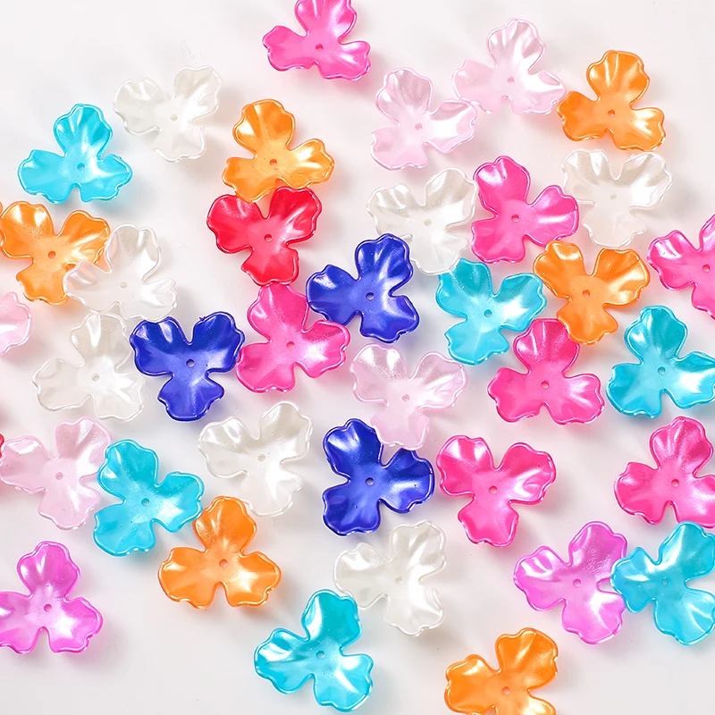 27mm 40pcs Spacer Beads Feather three leaf Acrylic flowers Beads For Jewelry Making  Necklace Earring DIY Craft Handmade