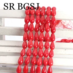 5x9mm Drop  Shape Beaded DIY Loose Spacer  Real Genuine Natural Red Coral Beads Strand 15