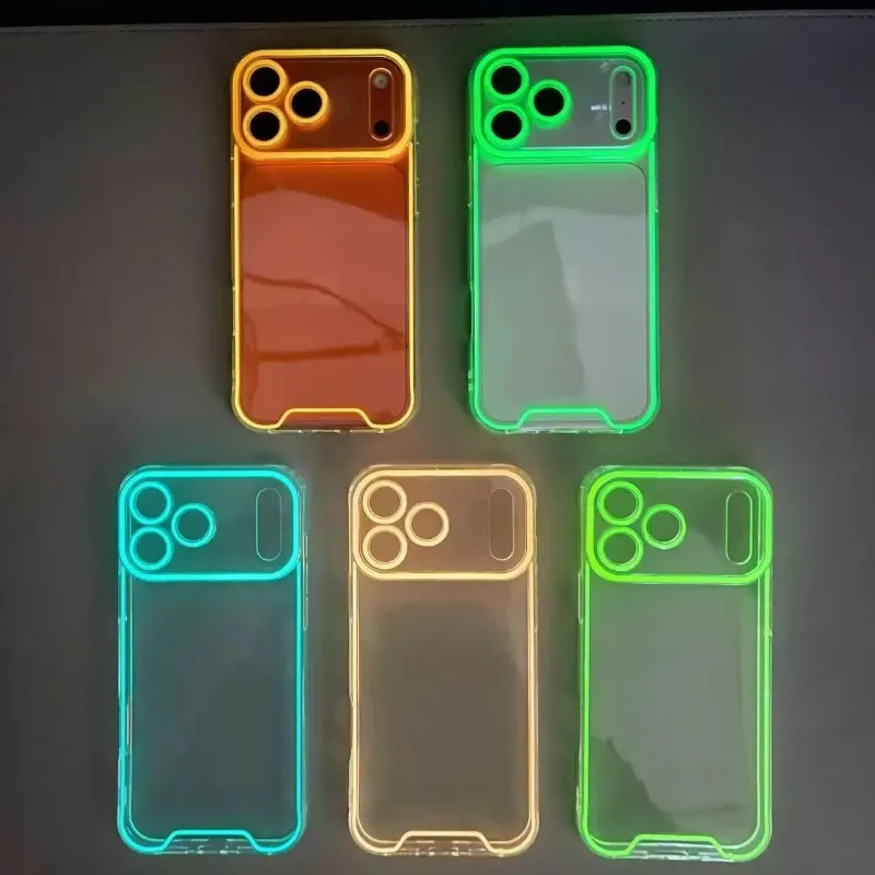 Night Lighting Soft Case For iPhone 17 18 Pro Max 16 15 14 13  Pro Max Phone Luminous Clear Silicone Shockproof Cover Funda