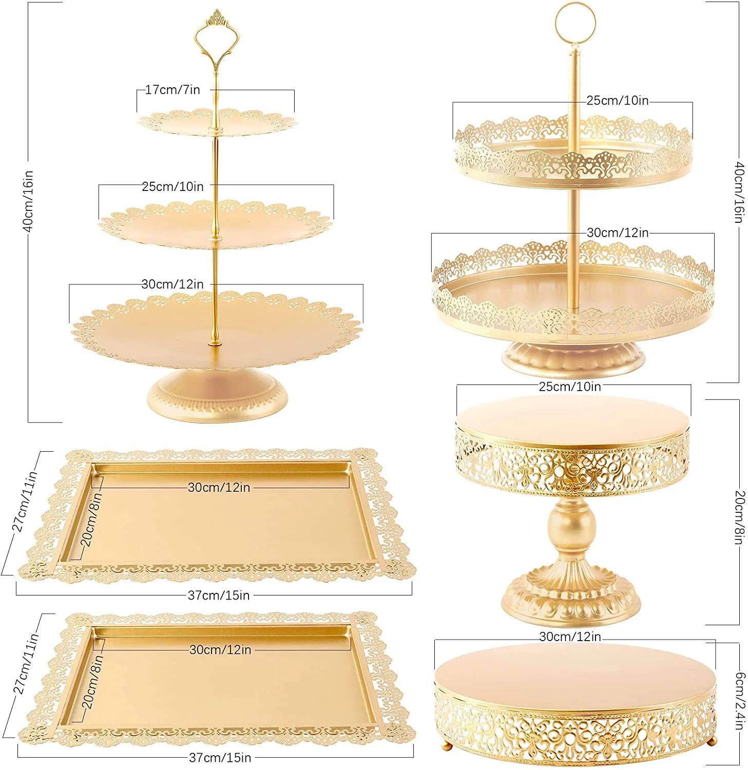 

New European Creative Gold Hollowed Out Cake Rack Wedding Props Dessert Table Decoration Dessert Shop Cake Rack Combination