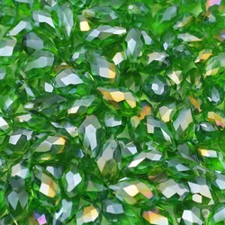 30-50Pcs 5x8/6x12/8x13mm Green AB Side Hole Water Drop Crystal Glass Loose Beads DIY Jewelry Making Bracelets Necklaces Earrings