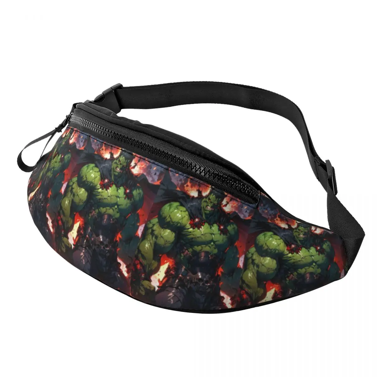 

Custom Furious Villain Hulk Fanny Pack Men Women Crossbody Waist Bag for Hiking Phone Money Pouch