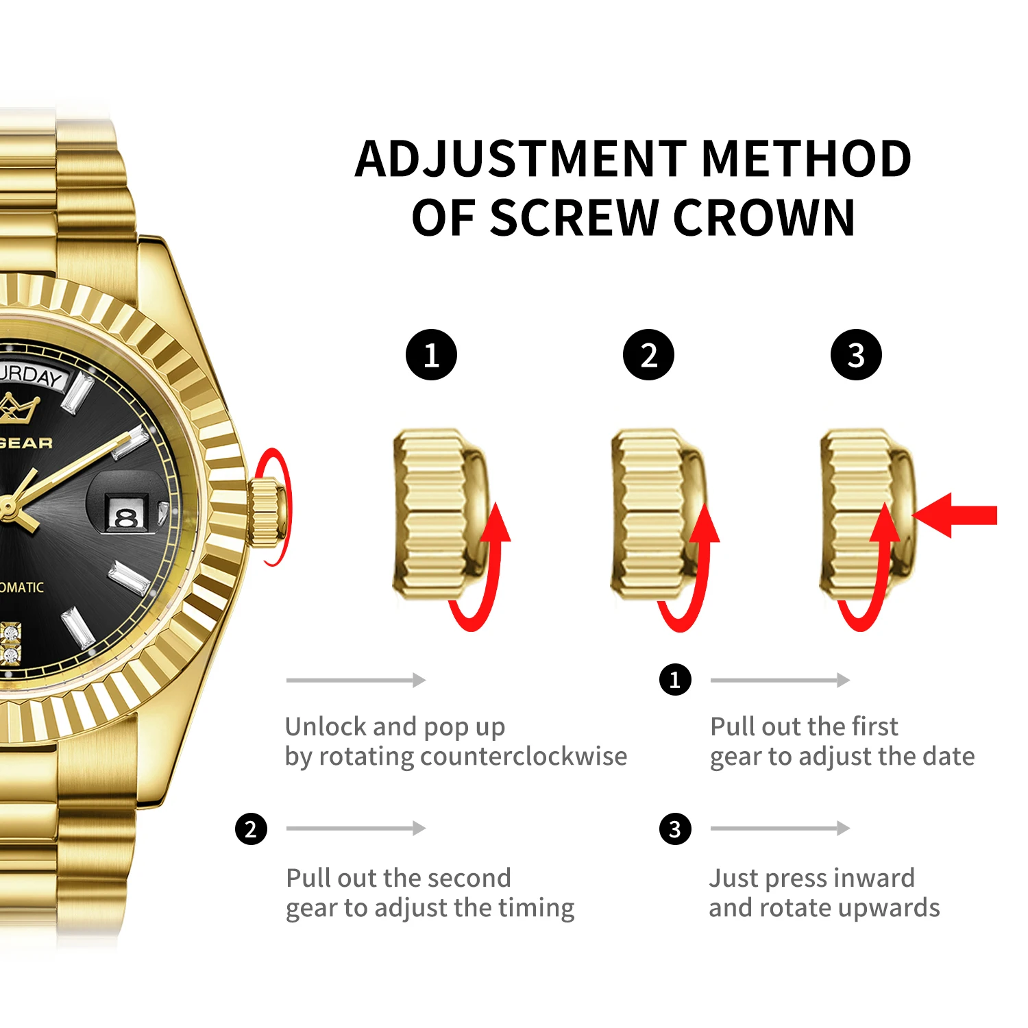 ساعة ميكانيكية أوتوماتيكية فاخرة للرجال، مقاومة للماء، شاشة مضيئة مع تقويم عالي الجودة #6
