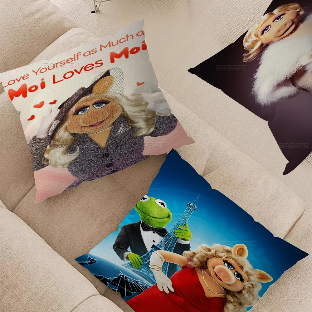 M-miss P-piggy Girl Decorative Room Aesthetics Pillow Case Home Decor Bedroom Sofa Bed Couch Pillow Cover 45x45