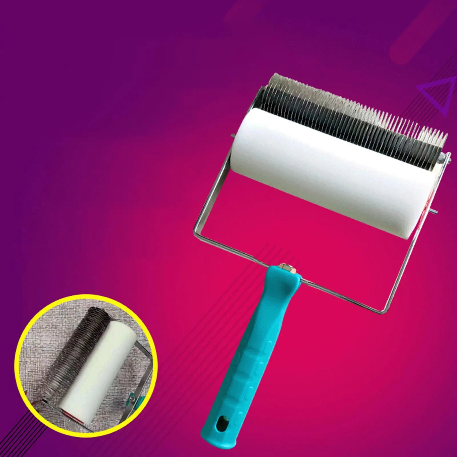 Iron Sheet Roller Art Professional Handheld Tool Reusable with Handle Cloth Pattern Paint Roller Cross Pattern Embossed Roller