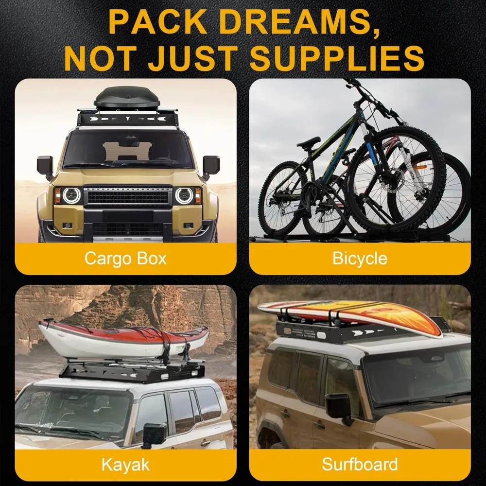 Roof Rack Cargo Platform Compatible with Toyota Land Cruiser LC250 2024 2025 Aluminum Rooftop Rack Platform Cargo Carrier Basket