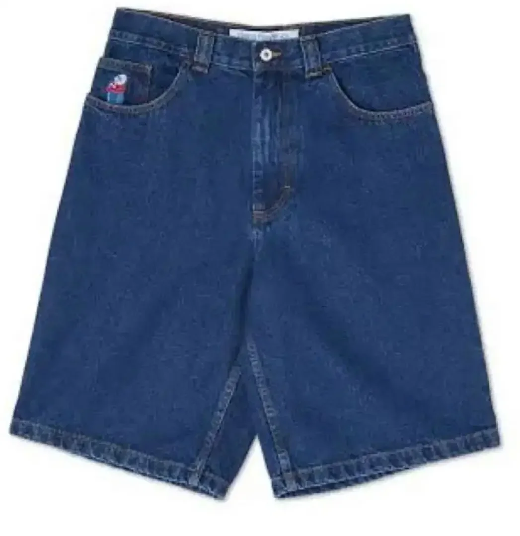 Big Boy Shorts New Y2K Retro Blue Casual Jeans Harajuku Hip Hop Cartoon Graphics Embroidered Baggy Shorts Mens Womens Streetwear view 6
