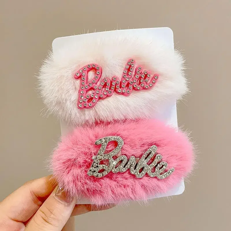 Cute Barbie Girl New Japanese and Korean Kawaii Sweet Creative Cartoon Letter Pattern Plush Headwear Hair Clip Gift Wholesale