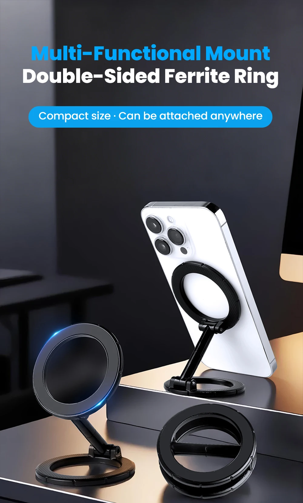 Doppelseitiger Magnetischer Faltbarer Auto-Handyhalter 360° ° Schwenkbare, verstellbare Telefonhalterung für die Navigationshalterung am Armaturenbrett – Detail 1