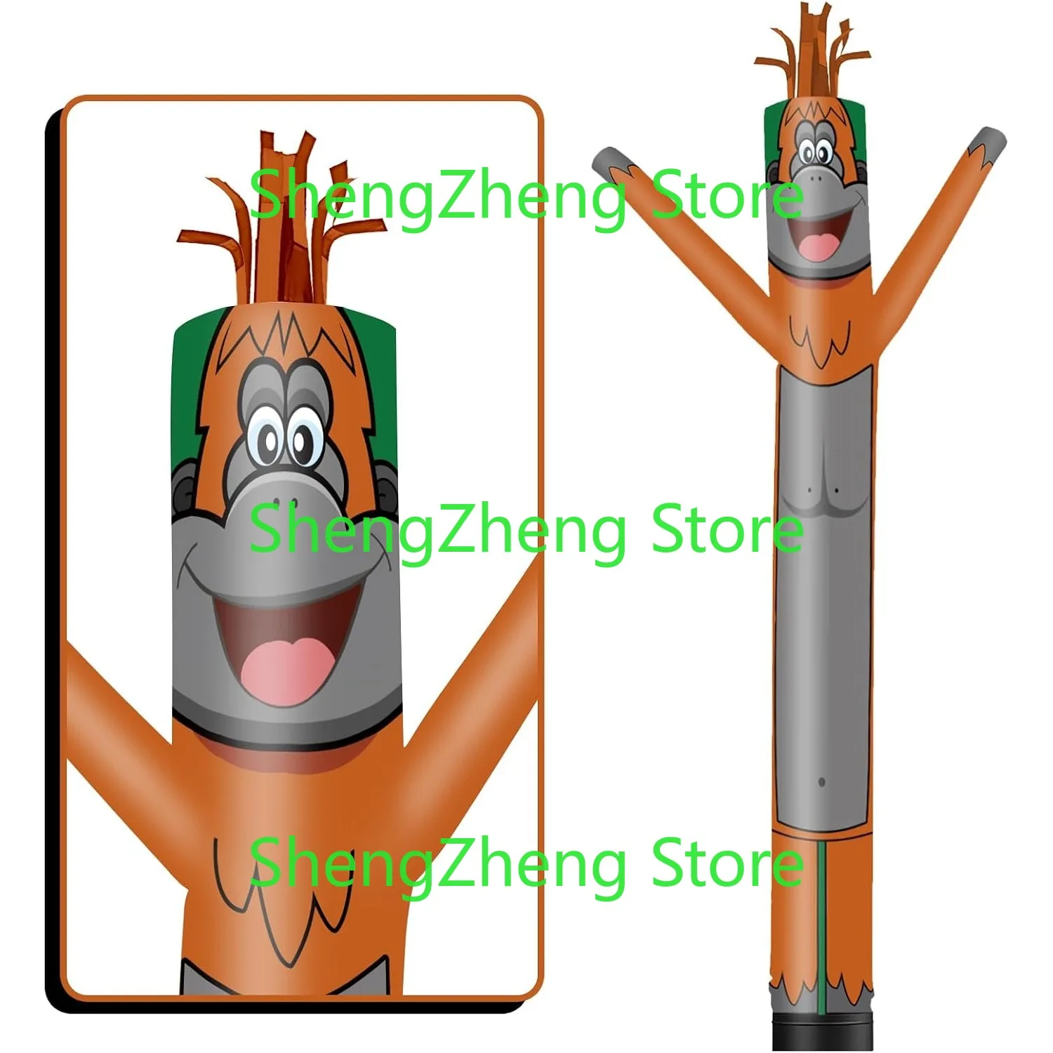 1Pcs 20FT Tall Orangutan Inflatable Tube Man (18''Diameter) Wacky Wavy Dancing Guy for Outdoor Decoration  (Blower Not Included)