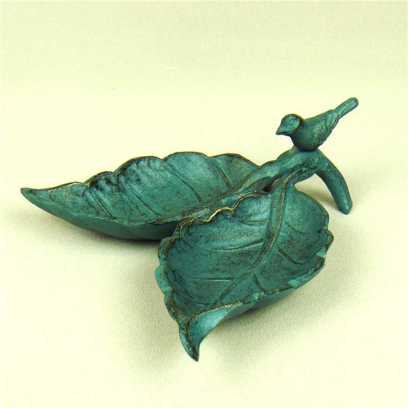 Foundry Iron Bird Figurine Jewelry Dish Decorative Retro Metal Leaf Bling Organizer Receptacle Craftworks Accessories