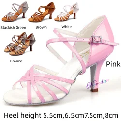 New Professional Dance Women Salsa Latin Shoes Soft Sandal Ladies ChaCha Ballroom Dance Shoes High Heel 5.5cm/7.5cm/8.5cm