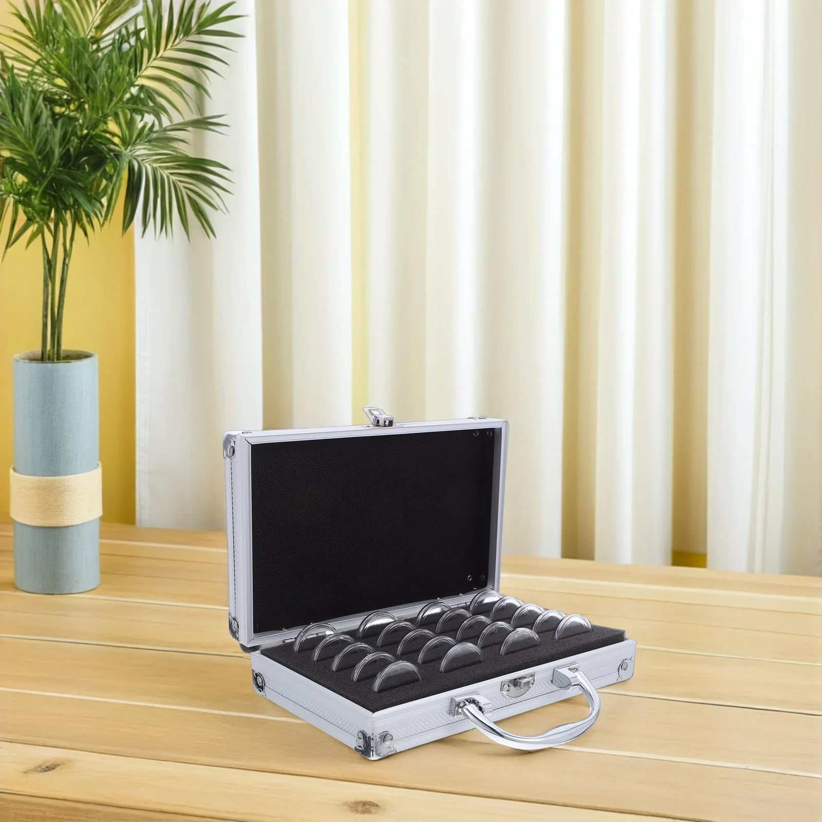 Portable Coin Organizer Collecting Case Transparent Box Metal Lid Secure Storage for Collectors Coin Box Currency Display Holder