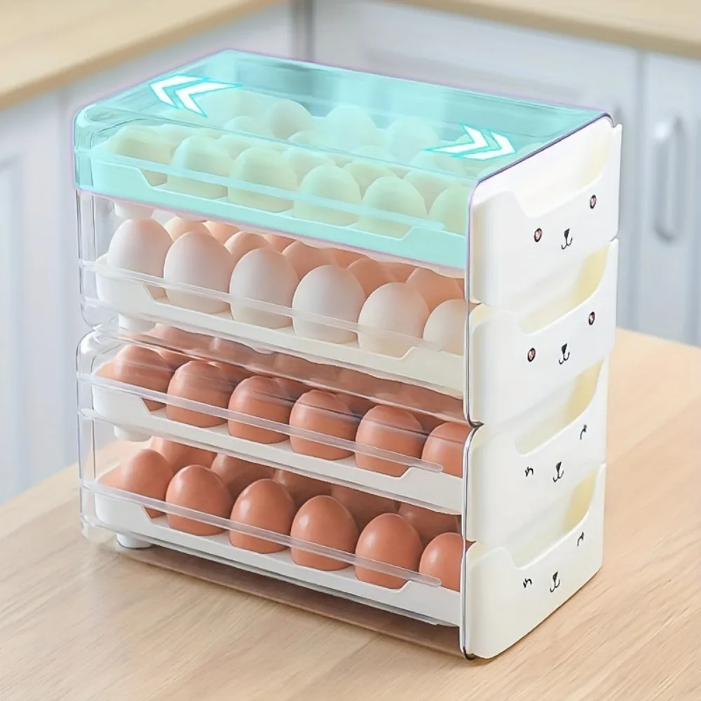 Cute Stackable Egg Storage Box 18/36 Grid Egg Container Refrigerator Drawer Type 1/2 Layer Design Durable Kitchen Organization