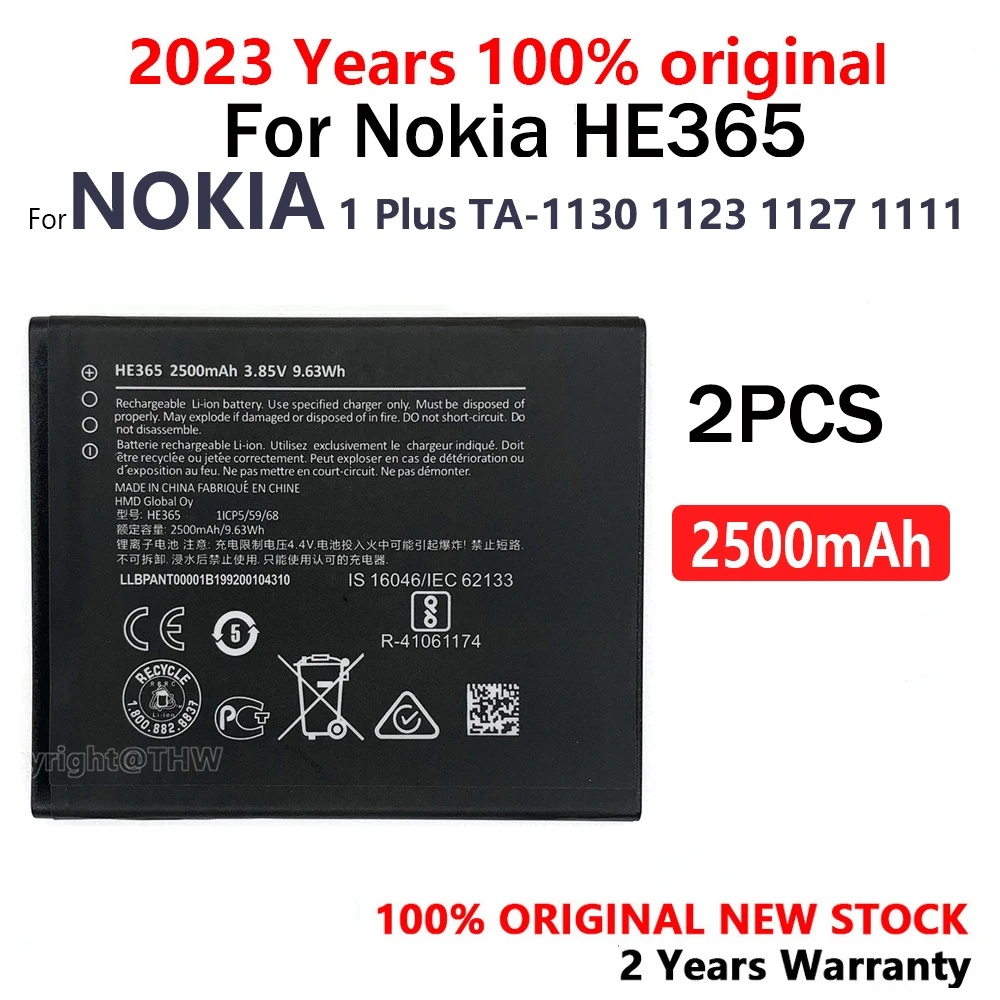 

1PCS 2PCS HE365 HE 365 HE-365 2500mAh For Nokia 1 Plus TA-1130 1123 1127 1111 High Quality Batteries