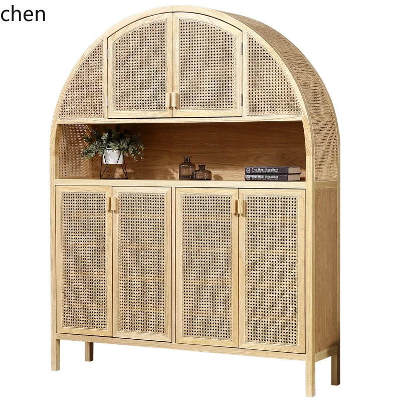 TQH-c13  leisure foyer folio with door real rattan woven solid wood complete storage household storage cabinet