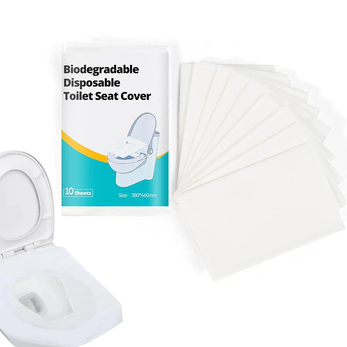 10/30/50 Sheets Disposable Toilet Seat Covers – 10 Count Compact Travel Pack, Adhesive-Free for Airplane & Public Restrooms