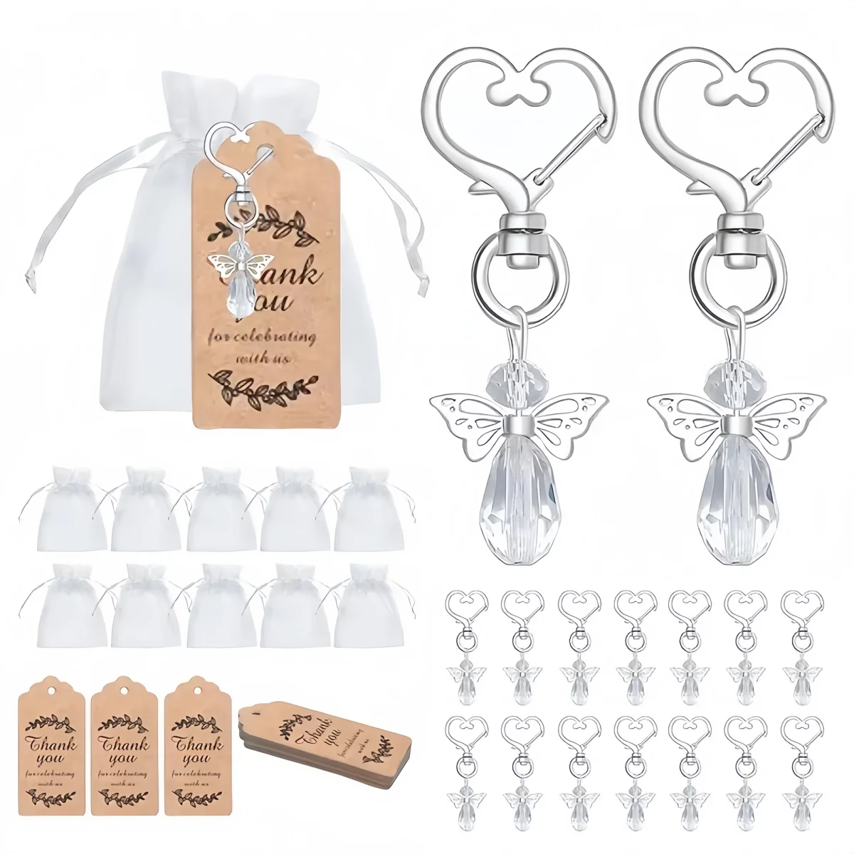 

90 Pieces of Realistic Diamond Butterfly Keychains, Suitable for Baptism Gifts, Bridal Souvenirs, and Festival Party Presents