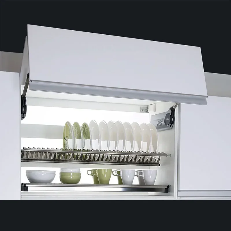 Cabinet Wall Cupboard Double-Layer Dish Storage Drawer Basket Stainless Steel Embedded Kitchen Dish Rack Storage Draining Rack