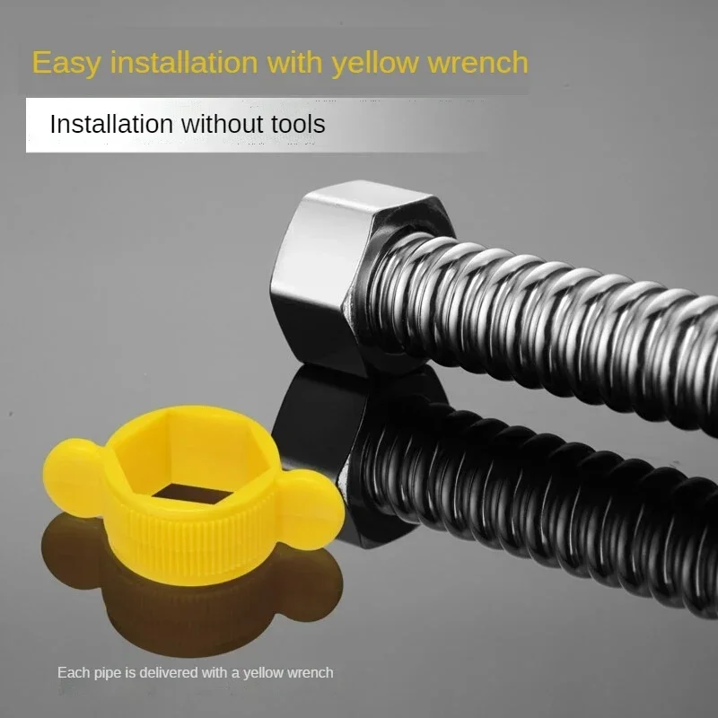 304 حوض من الفولاذ المقاوم للصدأ ومياه المرحاض المنسوجة 1/2 "خرطوم السباكة ، سخان الحمام يربط الأنابيب المموجة مع أنبوب مفتاح الربط