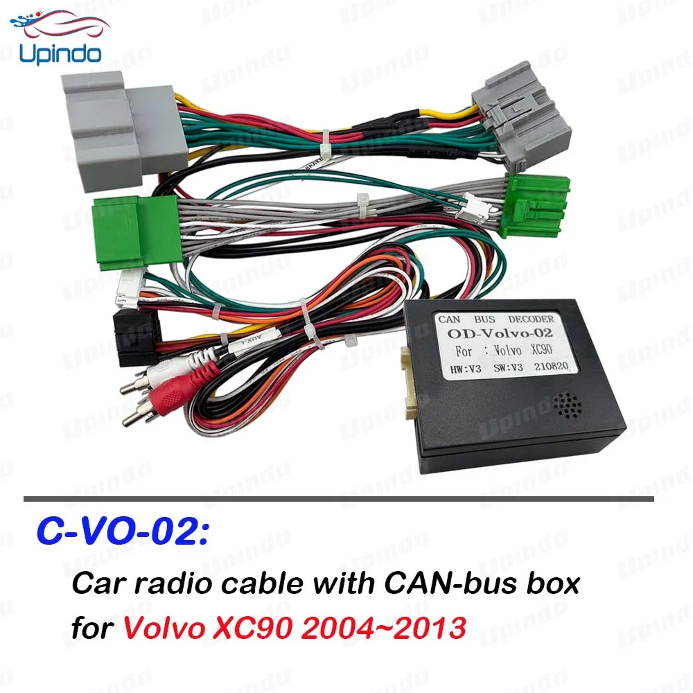 Car Radio Cable with CAN-Bus Box Adapter for Volvo XC90 2004-2013 Wiring Harness Media Player Power Connector Socket