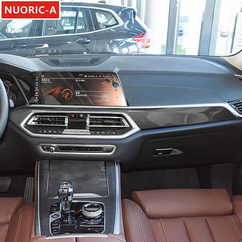 Für BMW X5 G05 2019-2022 LHD Auto Armaturenbrett Dekorationsabdeckung Zierleisten Carbon-Optik Aufkleber Innenraum-Zubehör